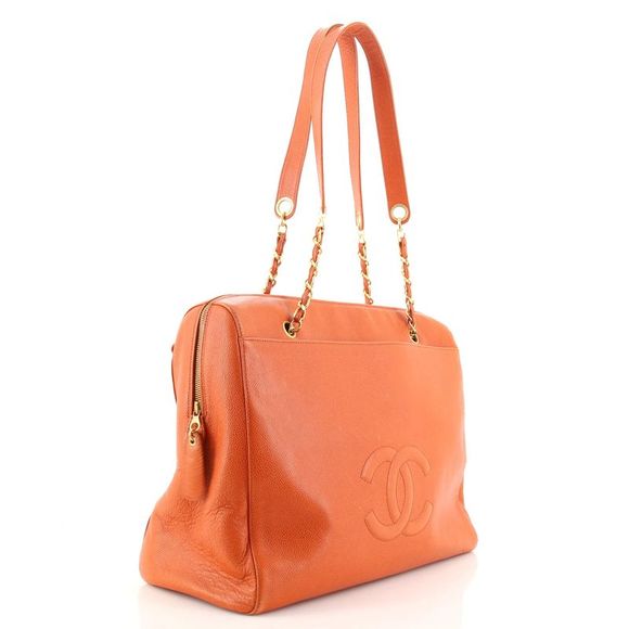 Chanel Vintage Timeless Zip Tote Caviar Large Orange - Picture 2 of 8